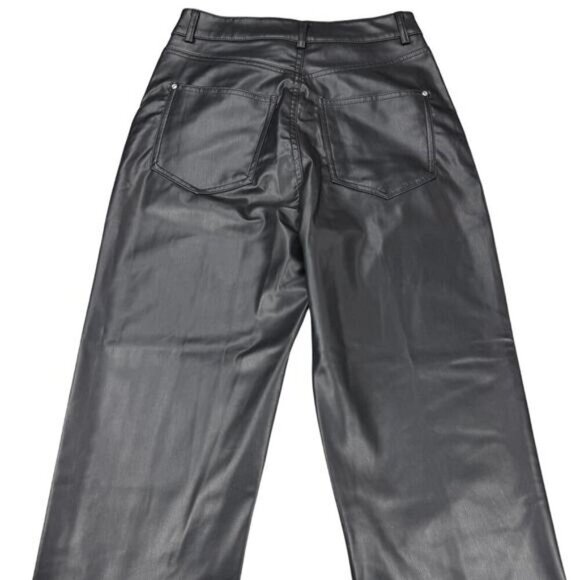 NWT ZARA Mom Fit Faux Leather Pants Sz 4 Black - Picture 6 of 6